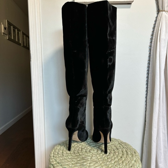 Tamara Mellon Over The Knee Black Velvet Point Toe Heel Boots NWT - Picture 4 of 11